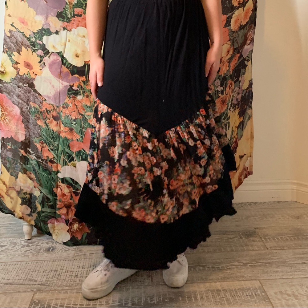 Black floral skirt